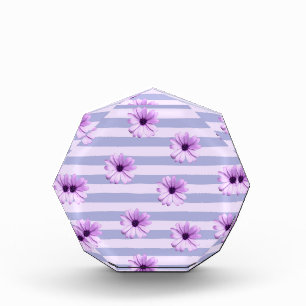 Pastel stripes pattern with Daisies Photo Block