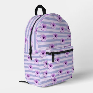 Pastel stripes pattern with Daisies Printed Backpack