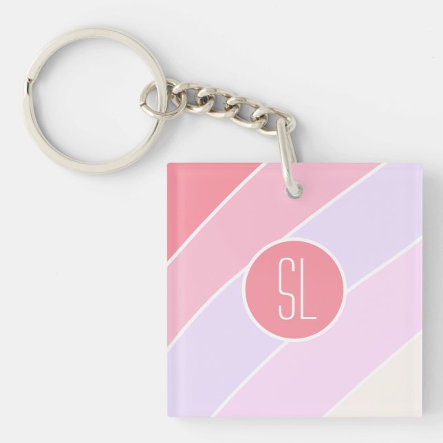 Pastel Stripes Personalized Keychain (Front)