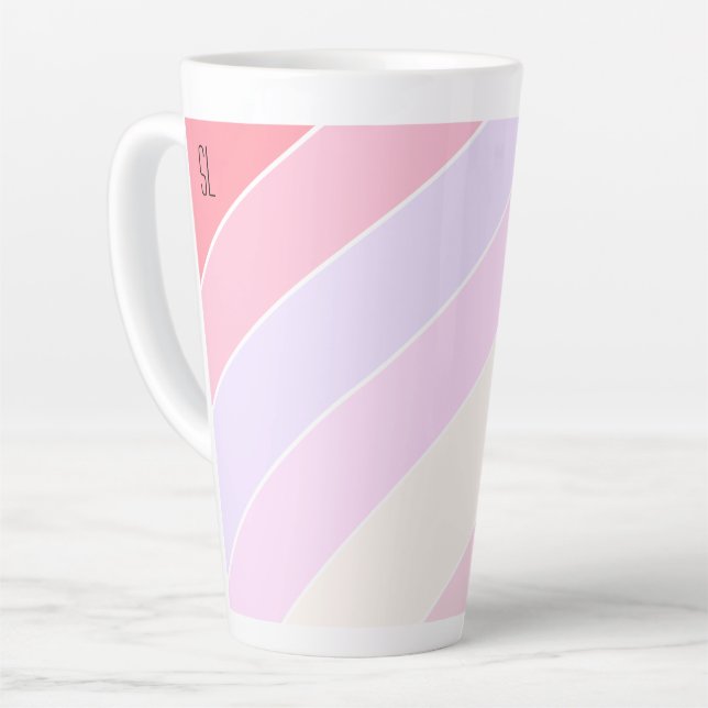 Pastel Stripes Personalized Latte Mug (Left Angle)