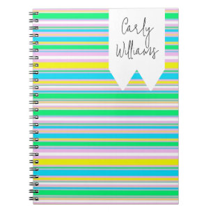 Pastel stripes personalized notebook