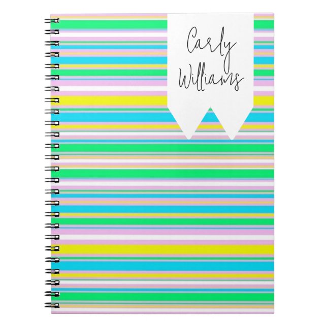 Pastel stripes personalized notebook (Front)