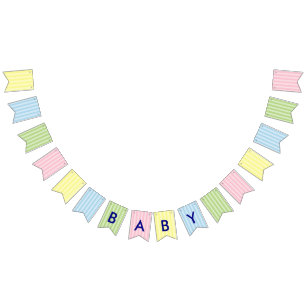 Pastel Stripes Pink, Yellow, Blue, Green Baby Bunting Flags