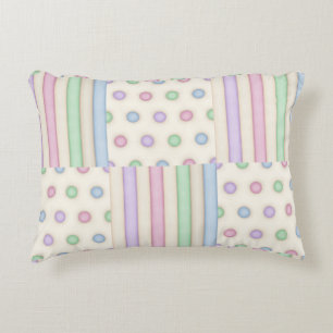 Pastel Stripes & Polka Dots Patchwork Accent Pillow