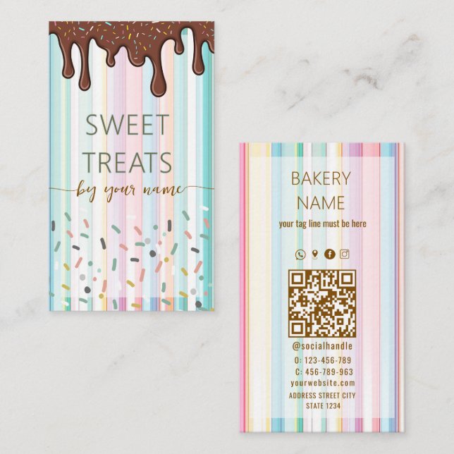 Pastel Stripes sprinkle Business Card (Front/Back)