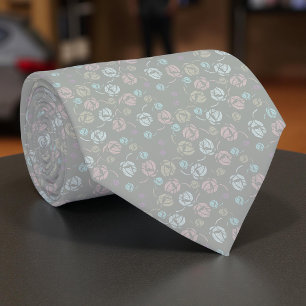 Pastel Stylized Roses Elegant Pattern Tie
