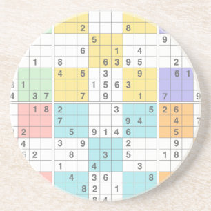 pastel sudoku coaster