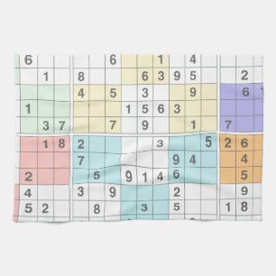 pastel sudoku kitchen towel