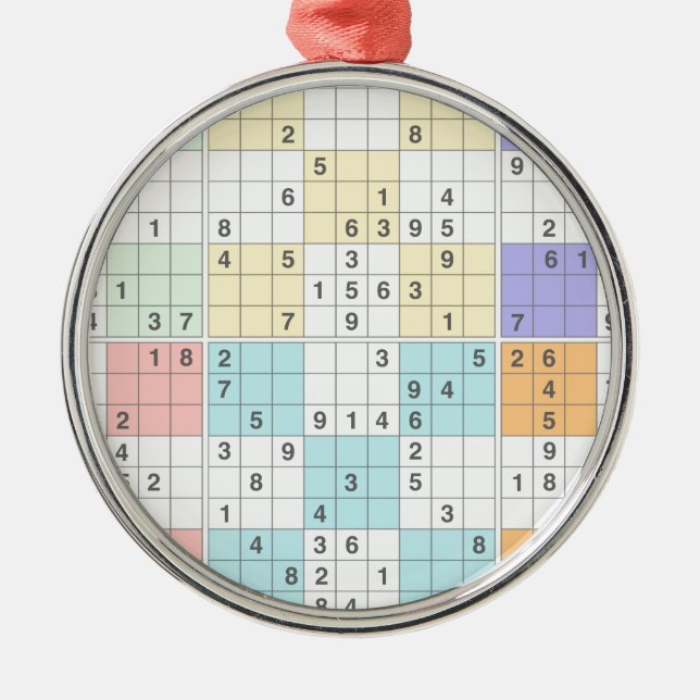 pastel sudoku metal ornament (Front)