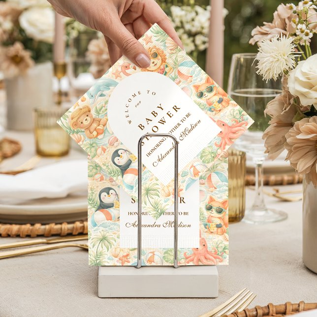 Pastel Summer Animals Baby Shower Napkin (Creator Uploaded)