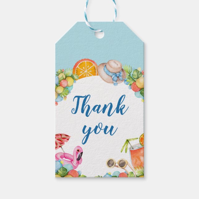 Pastel Summer Birthday Party Gift Tags (Front)