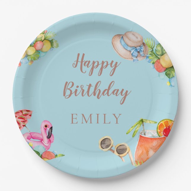 Pastel Summer Birthday Party Paper Plate (Front)
