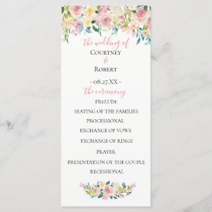 Pastel Summer Floral Wedding Programme