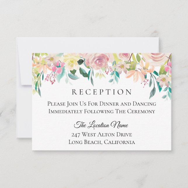 Pastel Summer Floral Wedding Reception Invitation (Front)