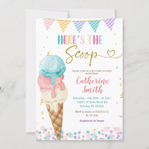 Pastel Summer Ice Cream Baby Shower Invitation
