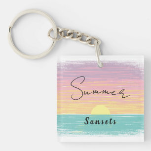 Pastel Summer Sunset Keychain