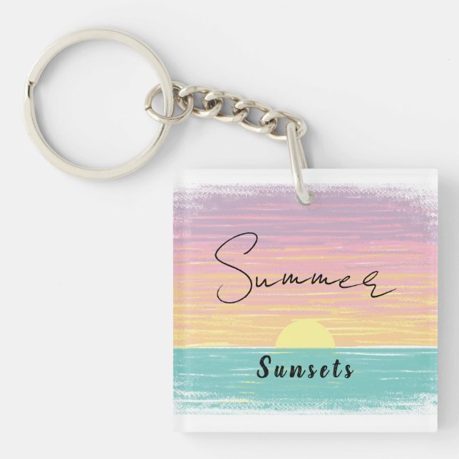 Pastel Summer Sunset Keychain (Front)