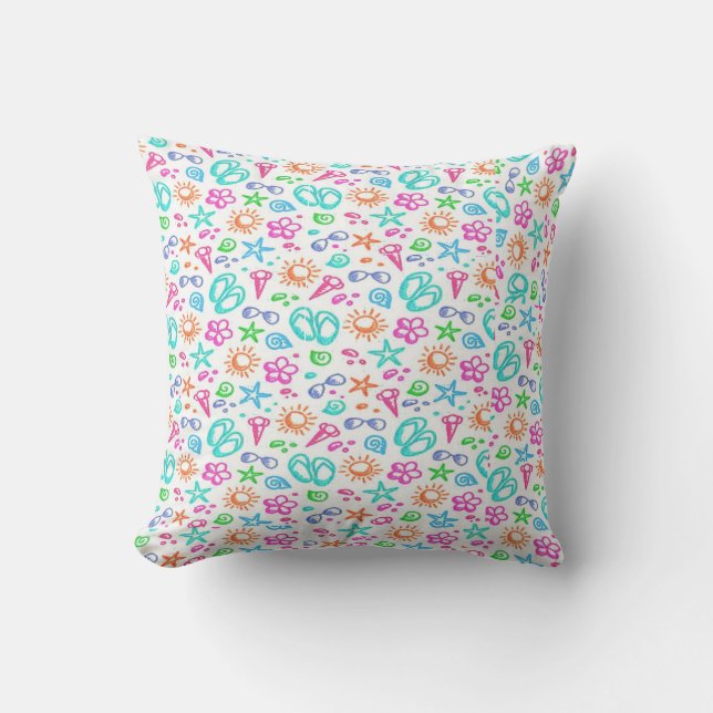 Pastel Summer Theme Throw Pillow (Front)