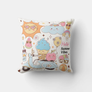 Pastel Summer Vibes Throw Pillow