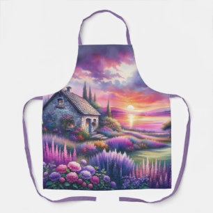 Pastel Sunset Cottage Lakeside Garden Dreamscape Apron