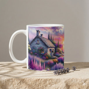 Pastel Sunset Cottage Lakeside Garden Dreamscape Coffee Mug