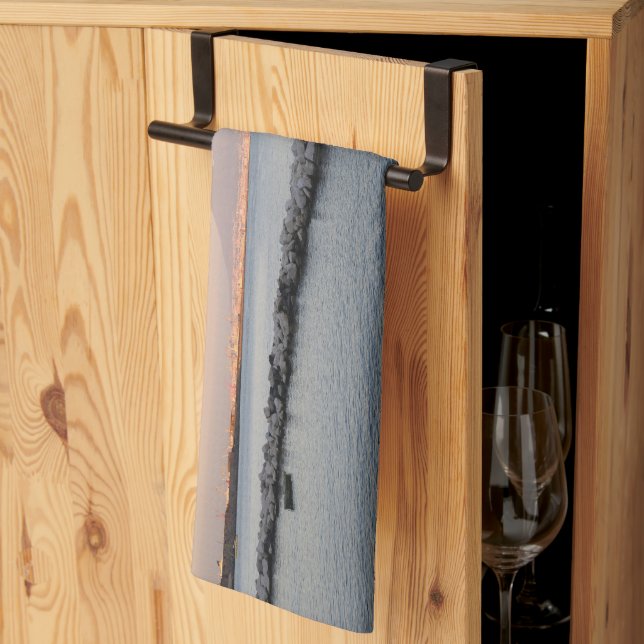 Pastel Sunset Naples Bay with Mount Vesuvius Kitchen Towel (Thirds Fold)