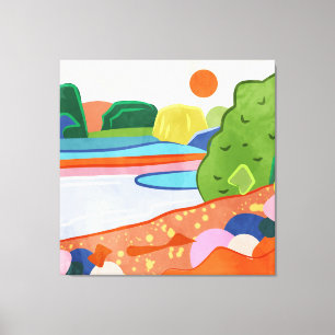 Pastel Sunset Over the Valley Canvas Print