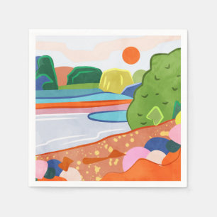 Pastel Sunset Over the Valley Napkin