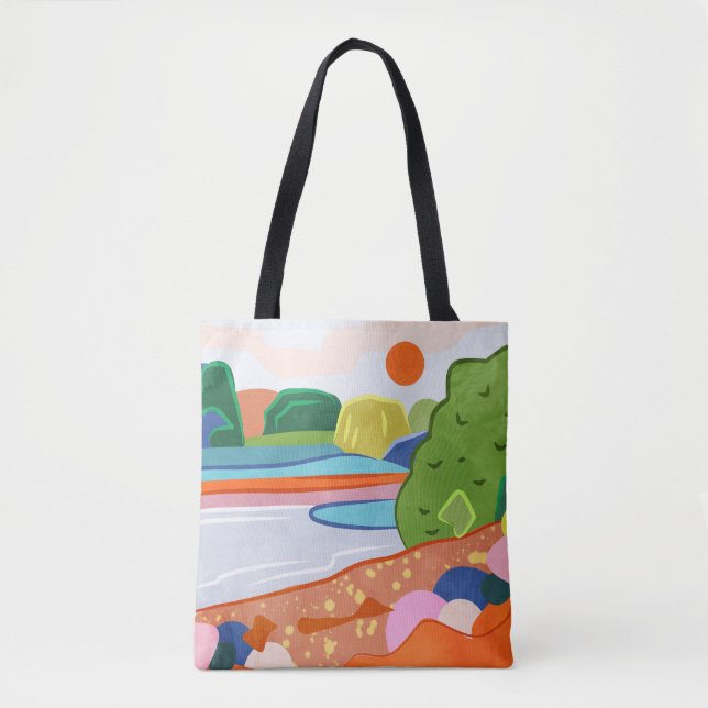 Pastel Sunset Over the Valley Tote Bag (Front)