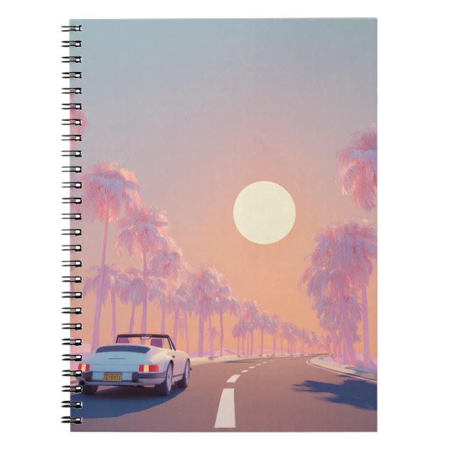 Pastel Sunset Palm Drive Notebook (Front)