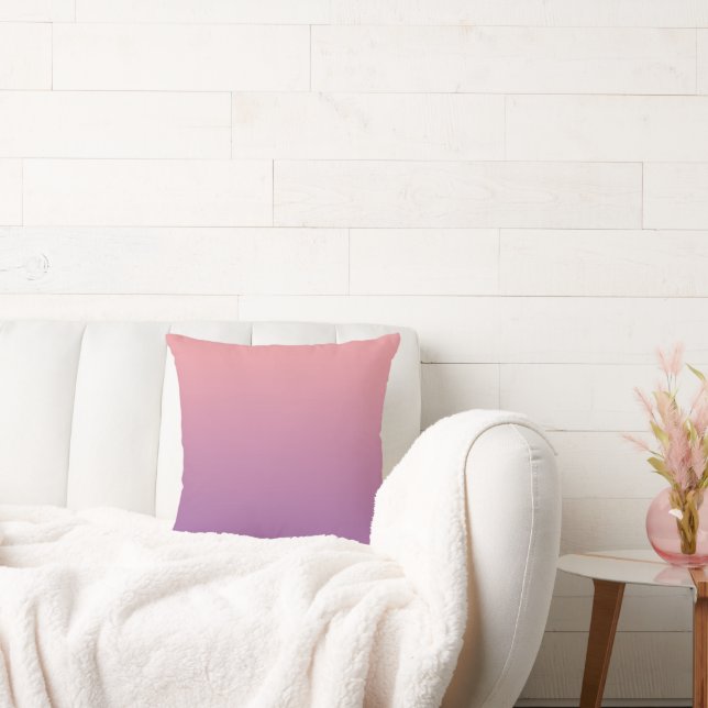 Pastel Sunset Pink Purple Ombre Gradient  Throw Pillow (Couch)