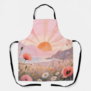 Pastel Sunset Wildflower Meadow Apron