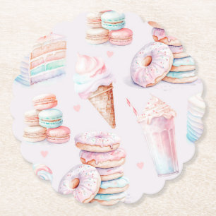Pastel Sweet birthday party Paper Coaster
