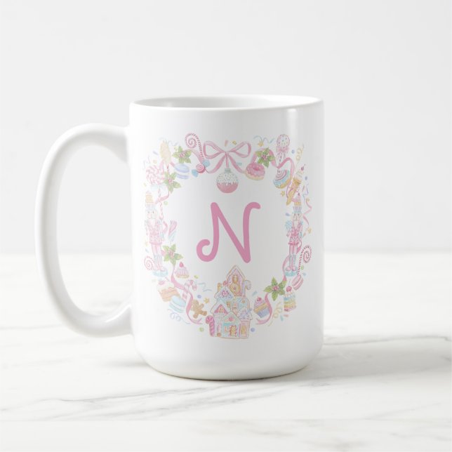 Pastel Sweet Holiday Treats Monogram Crest  Coffee Mug (Left)