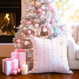 Pastel Sweet Holiday Treats Monogram Crest  Throw Pillow