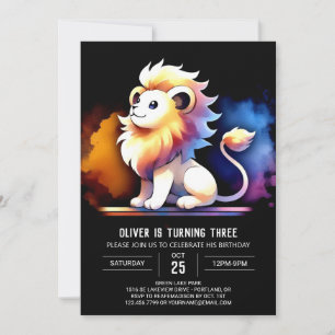Pastel Sweet Lion Birthday Invitation