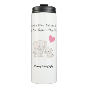Pastel Sweet Mommy Elephant and Child - Thermal Tumbler
