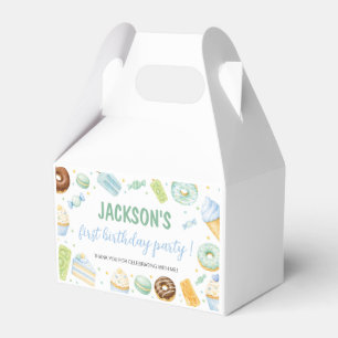 Pastel Sweet One Doughnut Birthday Party Favor Box