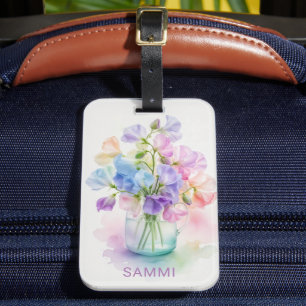 Pastel Sweet Pea Symphony Luggage Tag