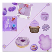 Pastel Sweets Collage Glossy Poster-wall art