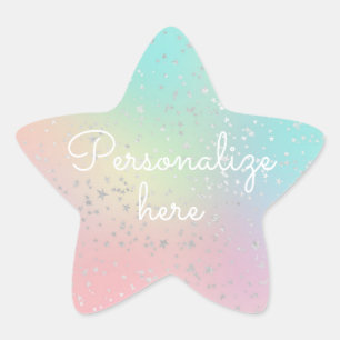 Pastel swirl holographic and silver stars cute    star sticker