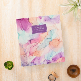 Pastel Swirls Design Personalized Binder