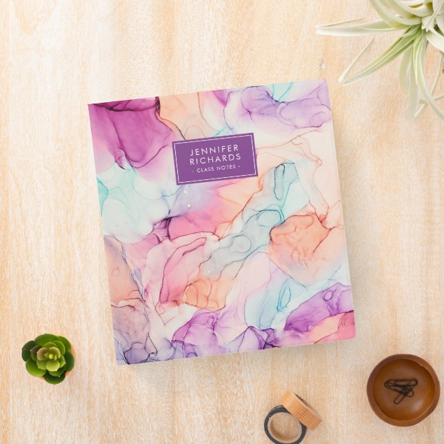 Pastel Swirls Design Personalized  Binder (In Situ)