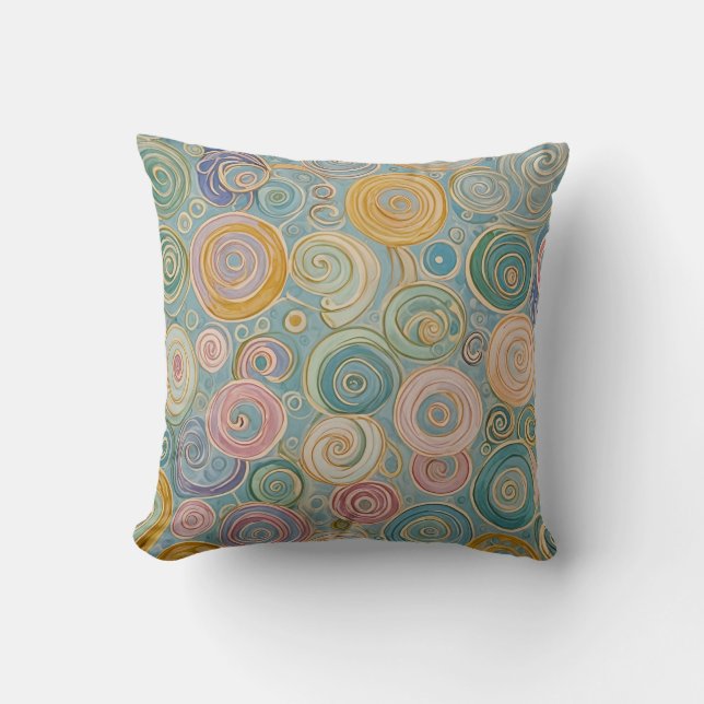 Pastel Swirls Throw Pillow (Front)