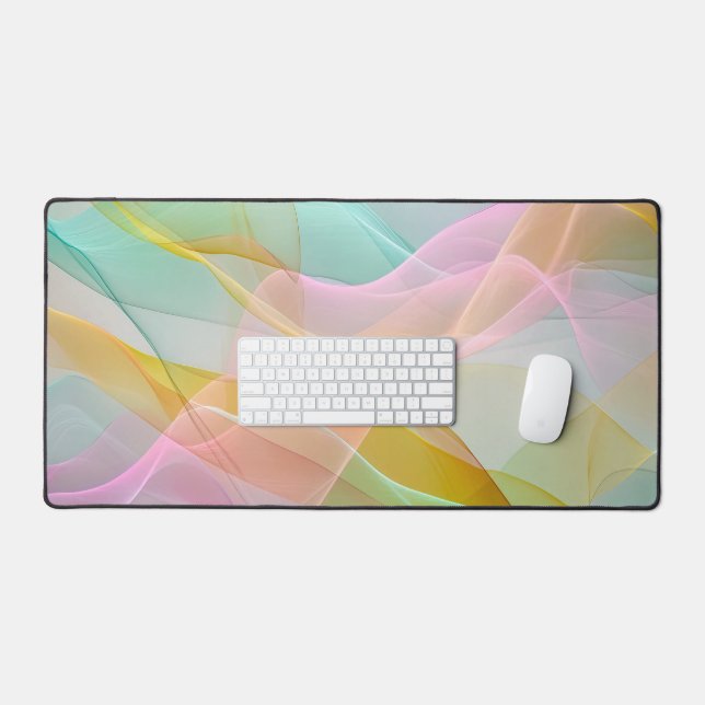 Pastel Symphony of Floating Sheer Ribbons Desk Mat (Keyboard & Mouse)