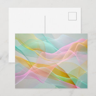 Pastel Symphony of Floating Sheer Ribbons Postcard