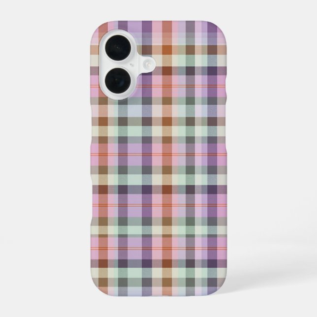 Pastel Tartan Plaid Pattern Design iPhone 16 Case (Back)