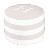 Pastel Taupe and White Stripe Monogram Pouf (Angled Back)