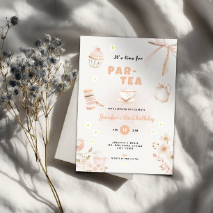 Pastel Tea Party Invitation for Girls - Birthday
