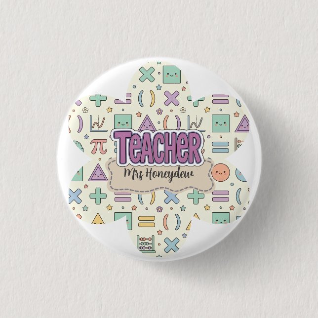 Pastel Teacher Appreciation Mathematics Pattern  1 Inch Round Button (Front)